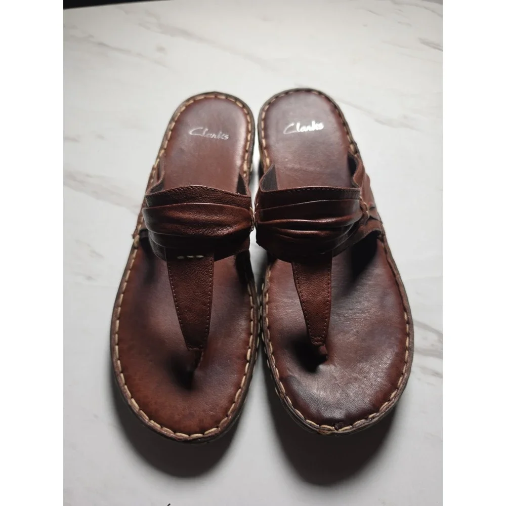Clarks Women's‎ Fenner Nerice Brown 10 Flip Flop Thong Sandals